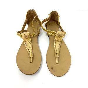 Jack Rogers size 6.5 gold braided sandals zip rear made‎ in dominican republic